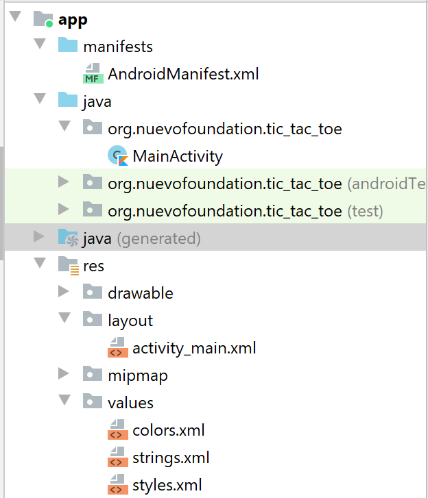 App files shown in Android Studio