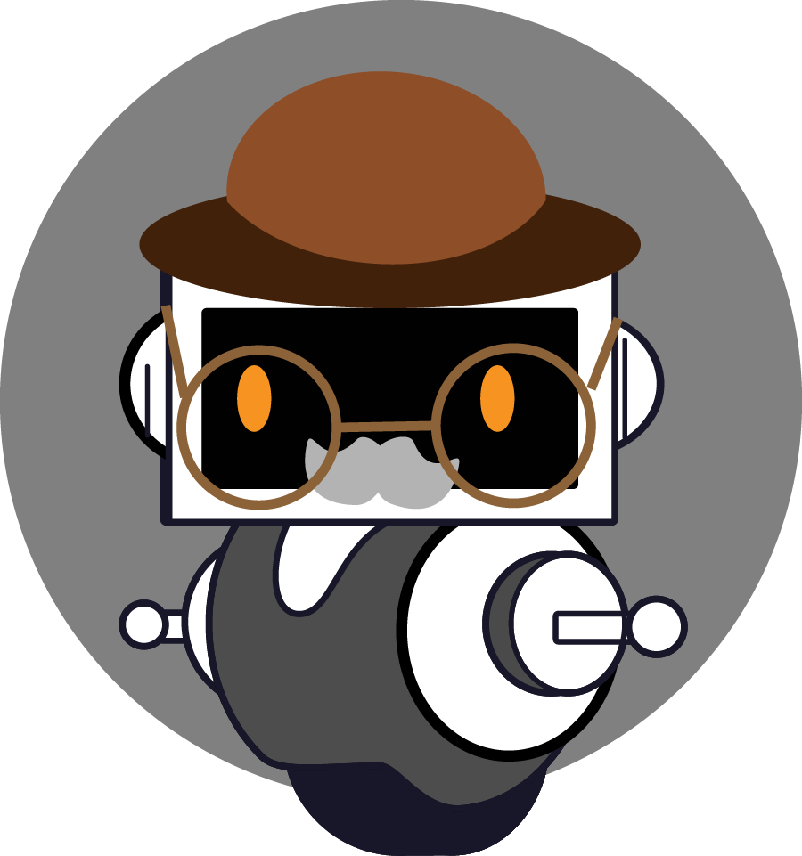 Illustration of an elderly character representing the long history of chatbots