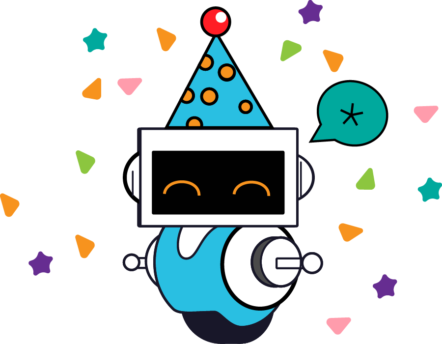 Illustration of a character celebrating new chatbot capabilities