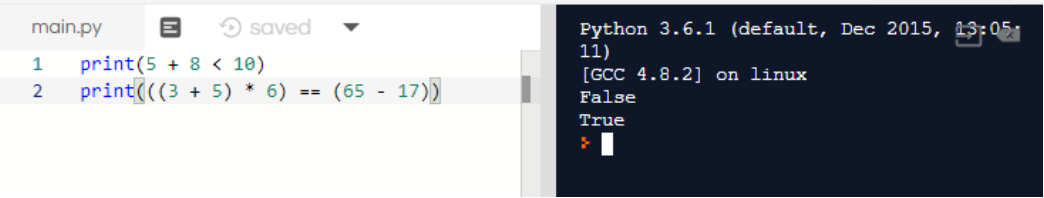 image of the above example showing the first is false and the second is true alt text