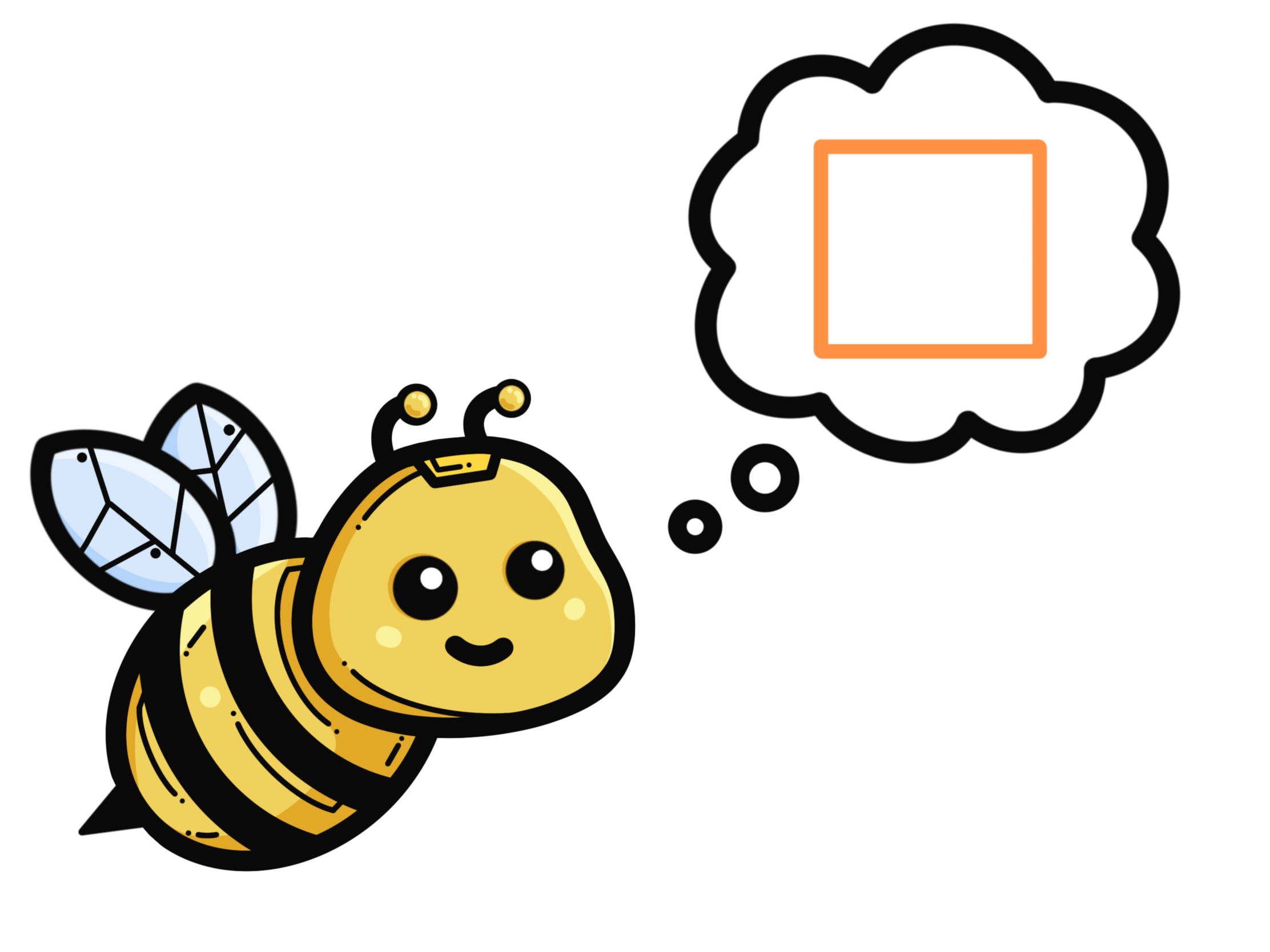 Abeja imaginando un cuadrado