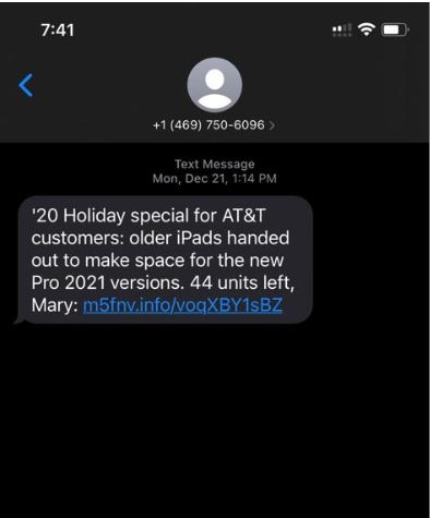 Un ejemplo de SMS Phishing
