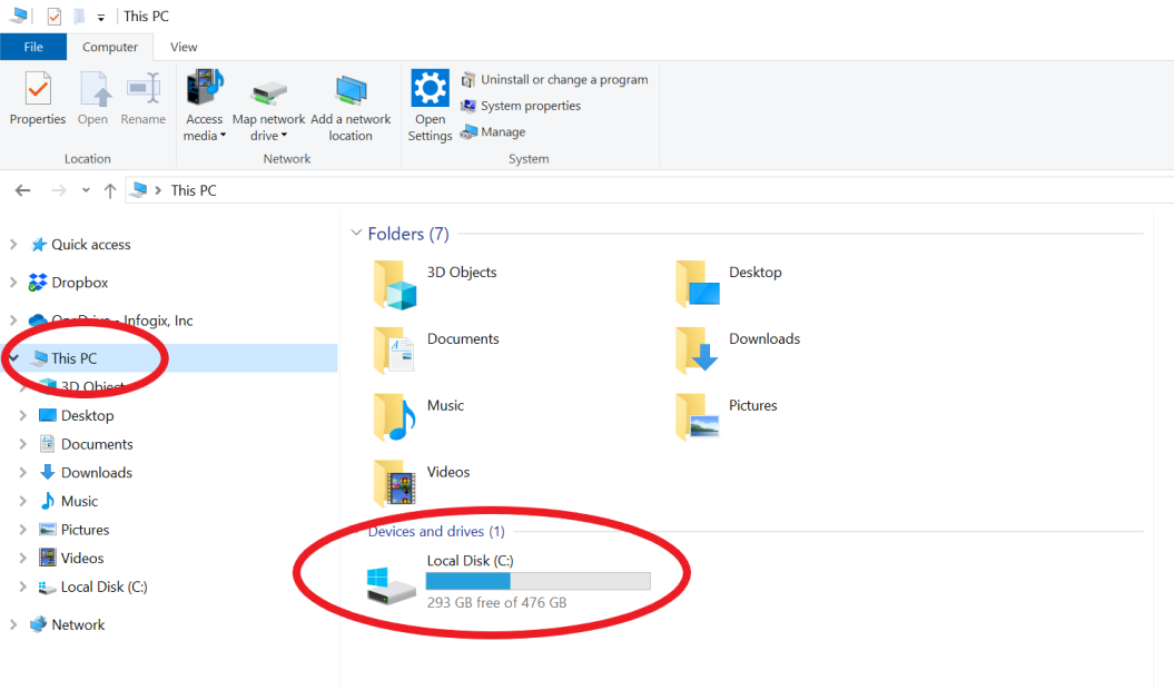 Picture of a Windows file explorer