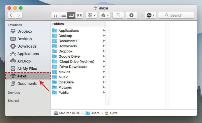 Picture of the Mac file finder