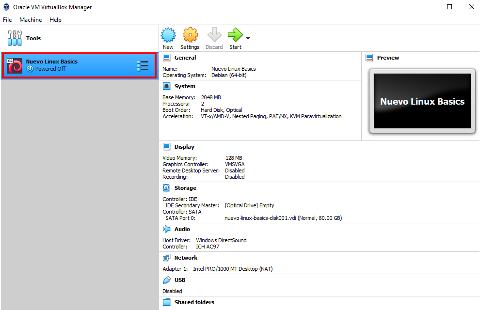 virtual box launch kali