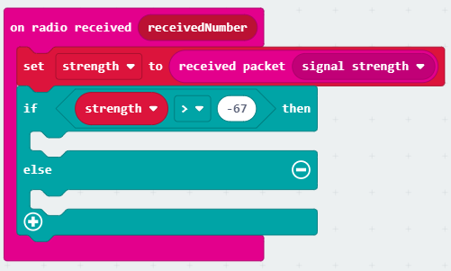 Workspace with if/then/else statement added to event block