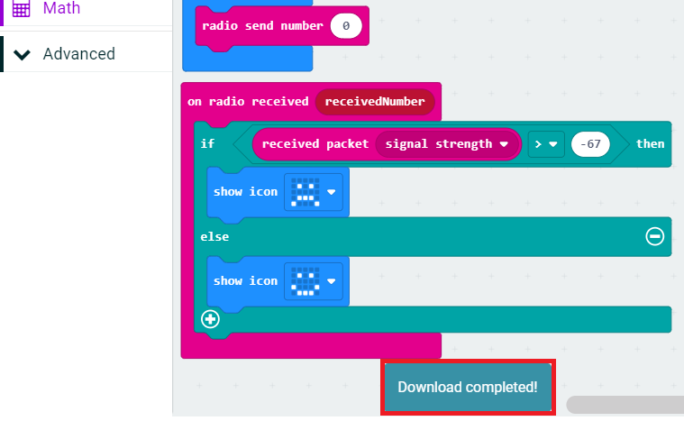 Showing the download completed bubble