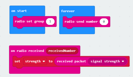 Workspace with on start, forever, and received packet blocks filled in