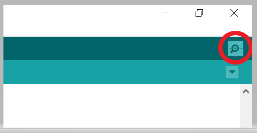 Atl Text: Captura de tela do Arduino IDE mostrando a localização do botão do monitor serial