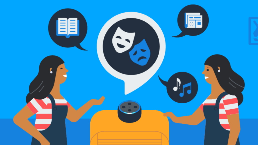 Duas mulheres conversando com balões de fala ao fundo