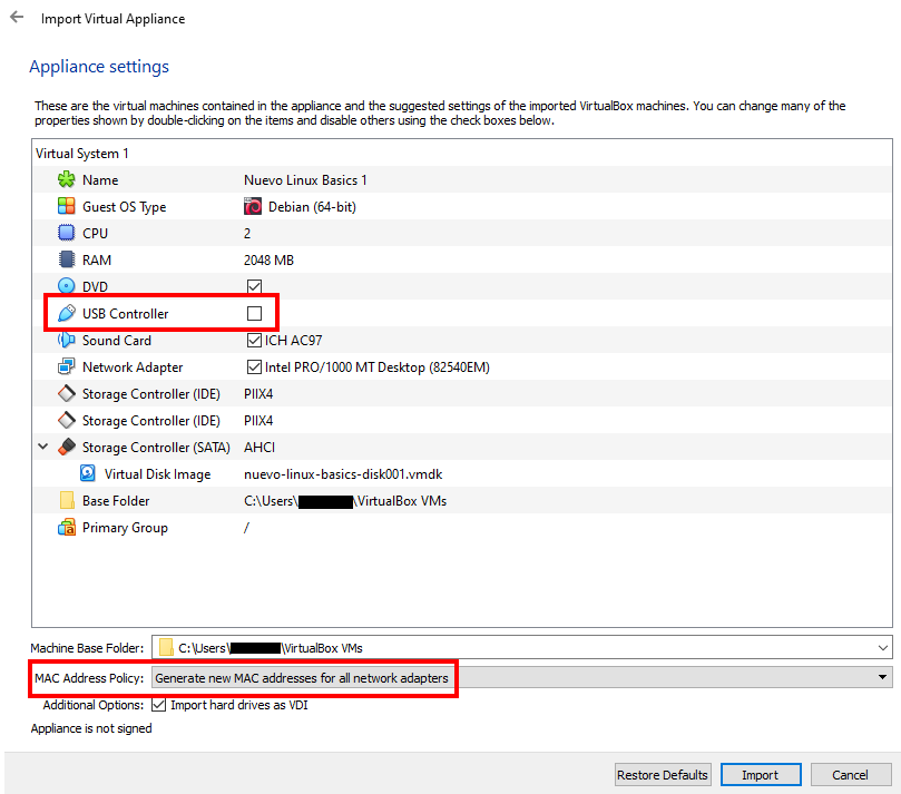 janela de carregamento de uma imagem para a virtual box