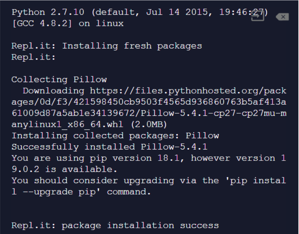 Imagem do console mostrando o módulo instalado com sucesso