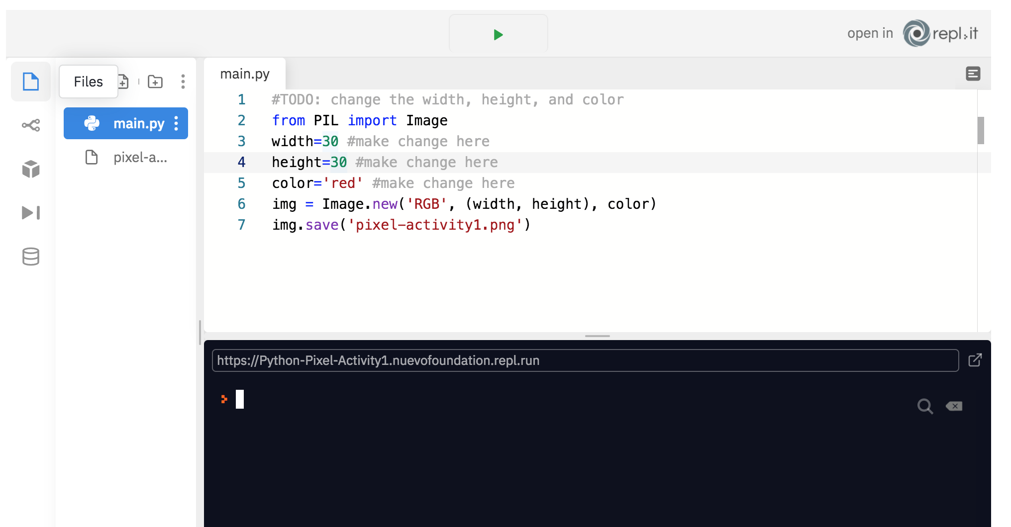 Clique em Arquivos no painel esquerdo