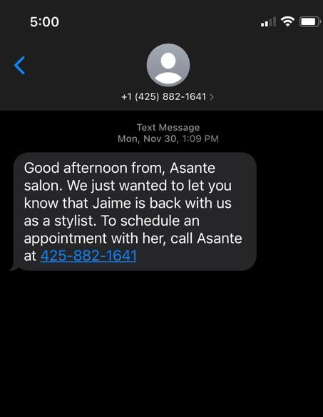 Uma mensagem de texto legítima