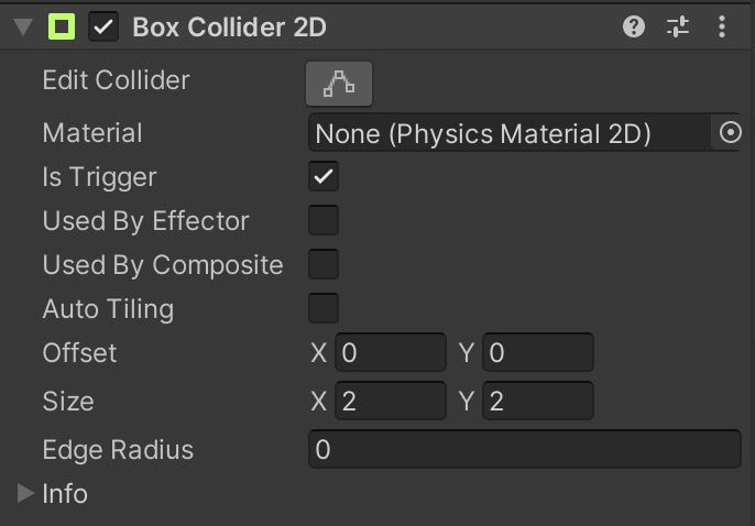 Marque a caixa IsTrigger