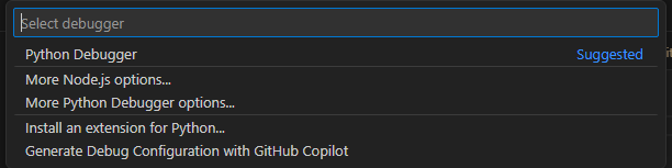 Select Python debugger