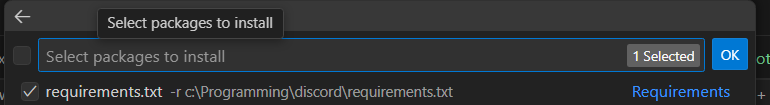 Select requirements.txt