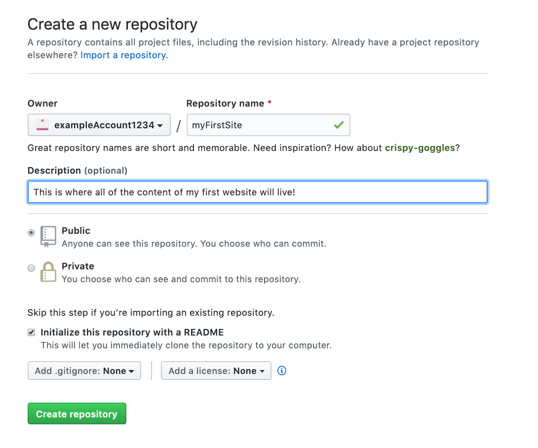 create new account page on github
