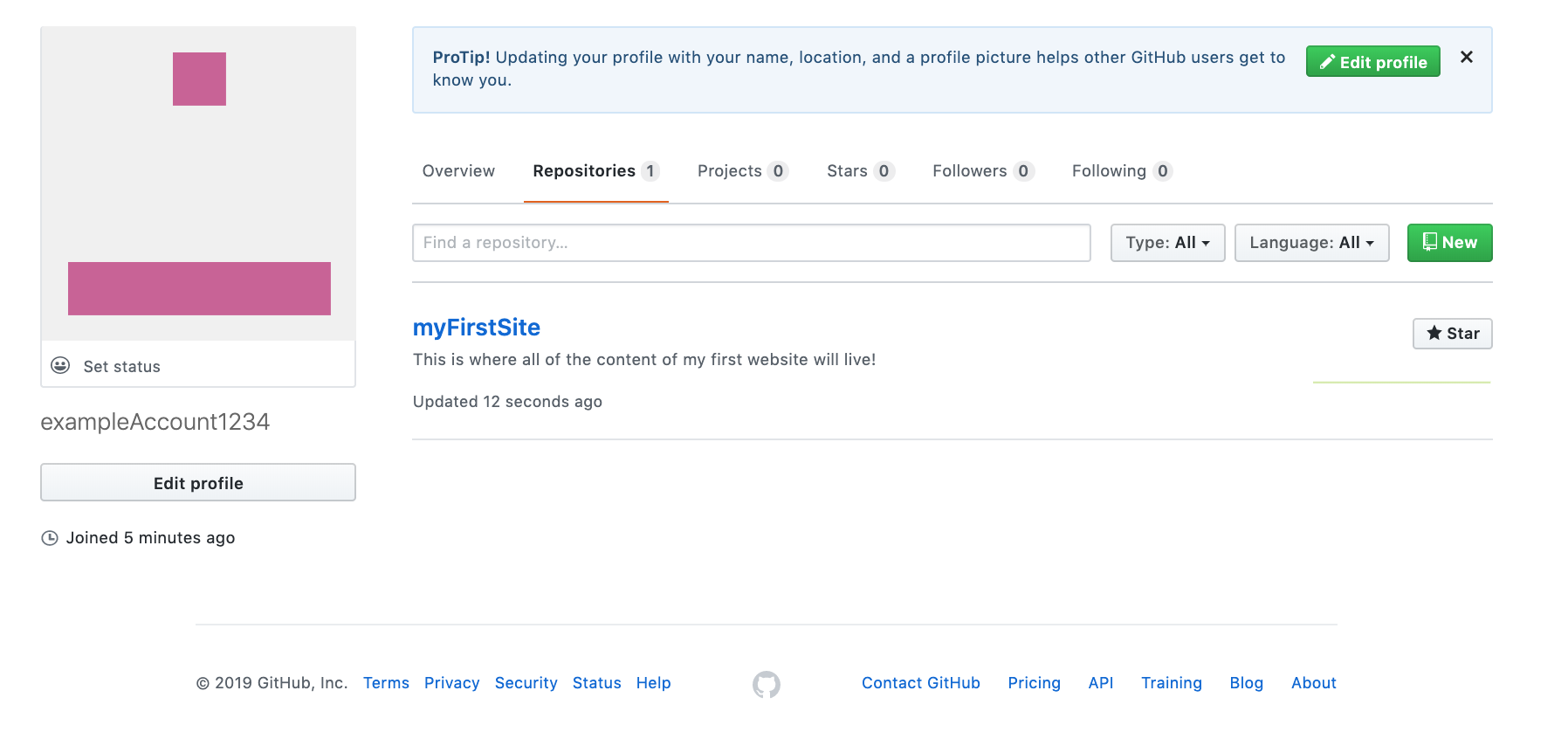 first profile on github